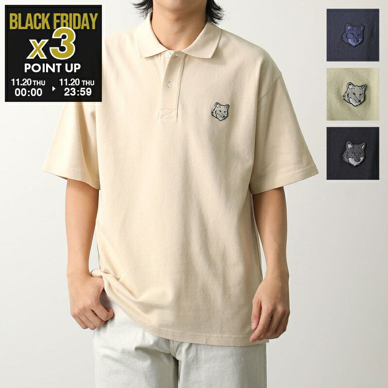 MAISON KITSUNE メゾンキツネ ポロシャツ MM00202KJ7010 メンズ 半袖 フォックス刺繍パッチ コットンピケ カラー4色