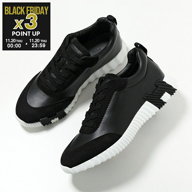 HERMES エルメス スニーカー バウンシング Bouncing H242212Z バウンシング メンズ ローカット カーフレザー×シェーヴル ヴェロア Hロゴ シューズ 靴 02350-NOIR ノワールのサムネイル