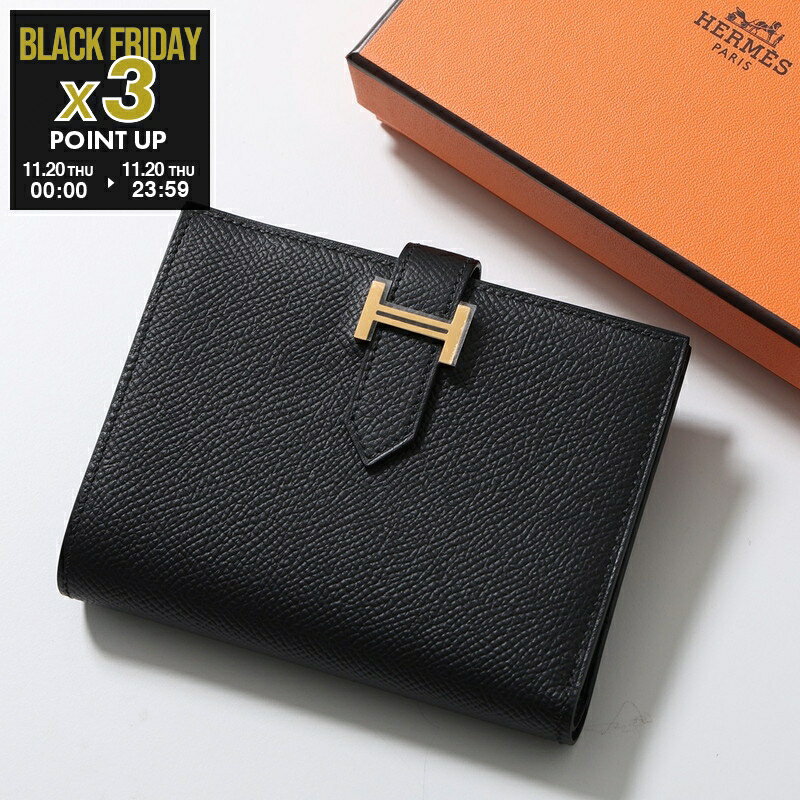 HERMES エルメス 二つ折り財布 ベアン コンパクト BEARN COMPACT エプソン 039790CC レディース メンズ レザー Hパーツ K刻印 GD金具 NOIR/ノワールのサムネイル