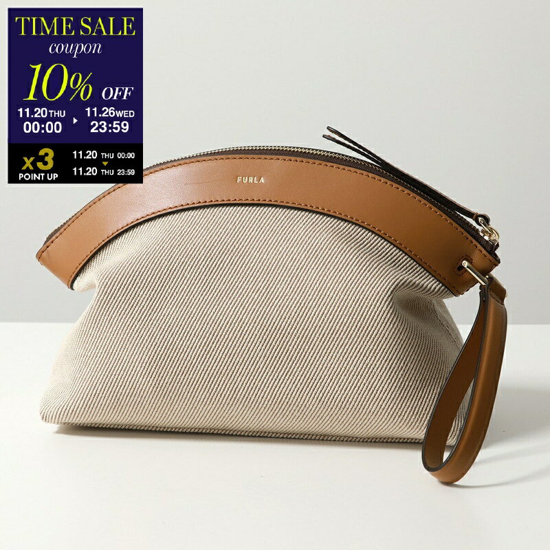 【11/20-0時～10％OFFクーポン対象】Furla フルラ クラッチバッグ ERICA エリカ WE00686 BX3540 レディース ポーチ キャンバス × レザー リストレット付き ロゴ 鞄 3331S【cp_ten】