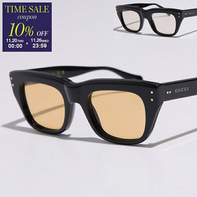 【11/20-0時～10％OFFクーポン対象】GUCCI グッチ サングラス GG1365S メンズ スクエア型 セルフレーム フルリム ロゴ アイウェア カラー2色【cp_ten】