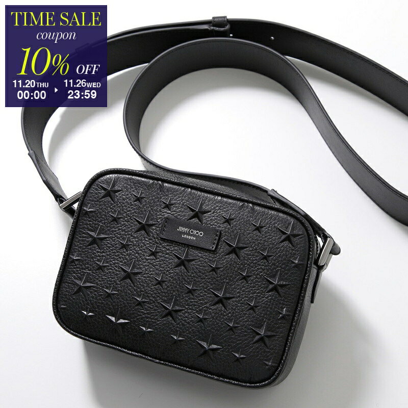 【11/26-23:59迄10％OFFクーポン】Jimmy Choo ジミーチュウ ショルダーバッグ BOX CAMERA/S/U EMG ボックス カメラ S メンズ レザー クロスボディ スター エンボス ロゴ 鞄 BLACK/GUNMETAL【cp_ten】