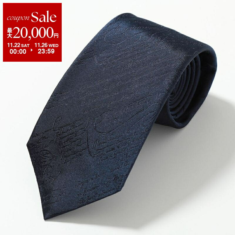 【ブラックフライデー・11/22～26限定・最大2万円OFFクーポン】Berluti ベルルッティ ネクタイ T17TJ01-003 メンズ シルク ジャガード スクリットタイ ロゴ 690/MIDNIGHT-BLUE【dc_kikaku】