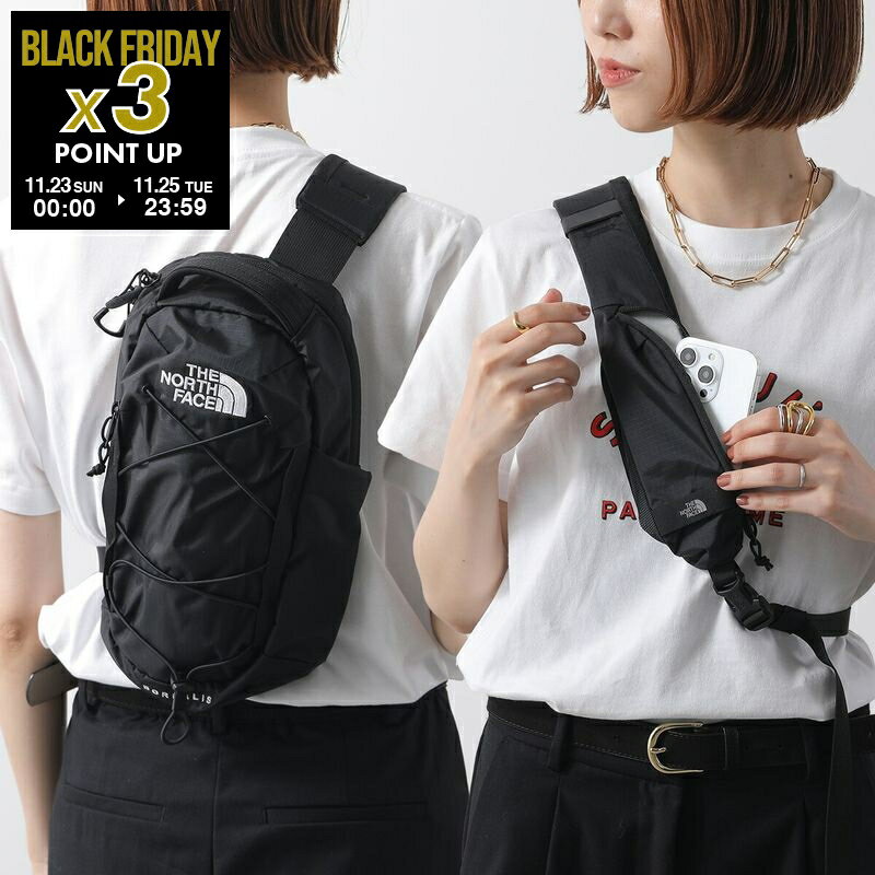THE NORTH FACE ザノースフェイス ボディバッグ BOREALIS SLING ボレアリス スリング NF0A52UP レディース ナイロン クロスボディ ロゴ 刺繍 鞄 53R/TNF-BLACK-TNF