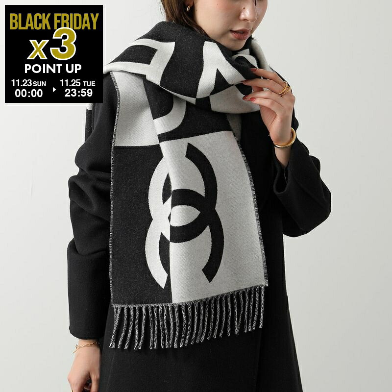 CHANEL シャネル マフラー AAA609 B18651 レディース ウール 大判 ストール フリンジ ココマーク CCマーク ロゴ NAAQRのサムネイル