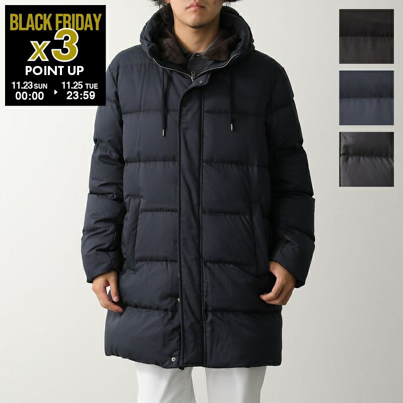HERNO ヘルノ ダウンコート PI001159U 12414Z メンズ アレンデール&モノグラムコート フード付き フェイクファー スタンドカラー カラー3色