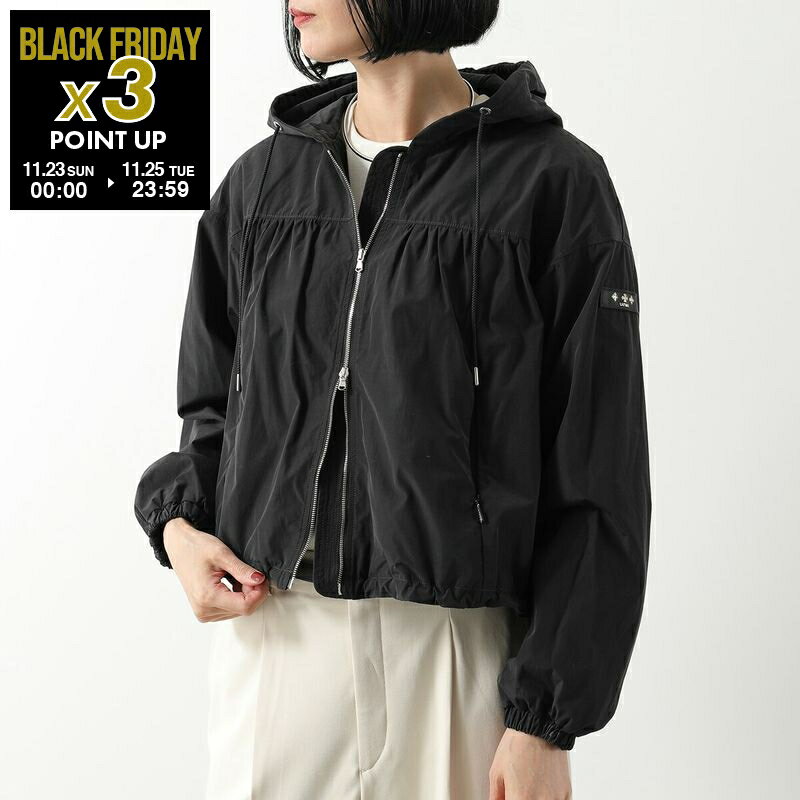 TATRAS タトラス ブルゾン TELEKIA テレキア LJXA0091033588 レディース ギャザー フード付き ジャケット ショート丈 BLACK