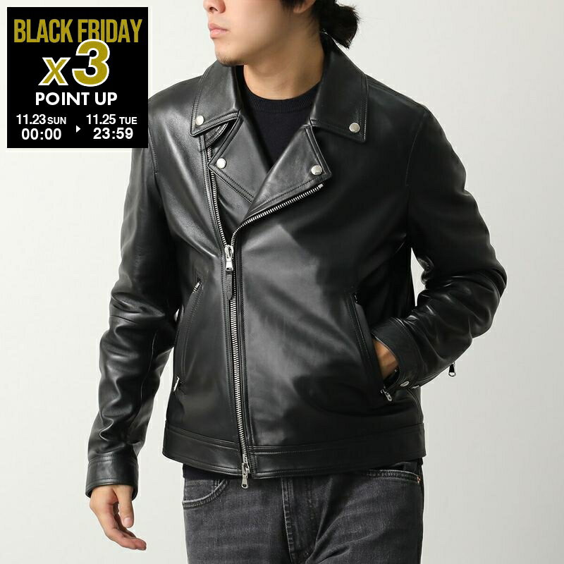 EMMETI エンメティ ダブルライダースジャケット GABRIELE 25BR ガブリエレ メンズ ナッパレザー ラムスキン 羊革 レザージャケット NERO