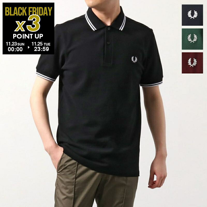 FRED PERRY フレッドペリー ポロシャツ TWIN TIPPED FRED PERRY SHIRT M3600 メンズ 半袖 鹿の子 アイコン刺繍 カラー4色