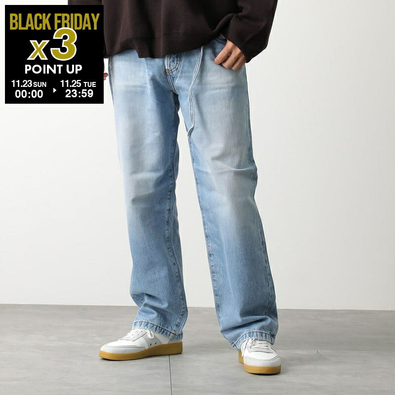 Acne Studios アクネストゥディオズ ジーンズ 1991 Toj C00039 メンズ デニム コットン ストレートデニム レザーロゴタ ベルト付き 228/Light-Blue