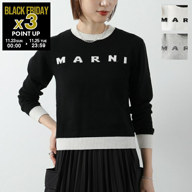 MARNI KIDS マルニ キッズ セーター M00993 M00ML レディース ガールズ ニット ロゴ 長袖 クルーネック カシミヤ混ウール カラー4色のサムネイル