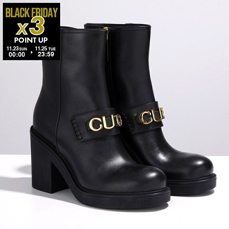 GUCCI グッチ ショートブーツ 750538 17K00 レディース ロゴ アンクルブーツ レザー シューズ 靴 1000/BLACK