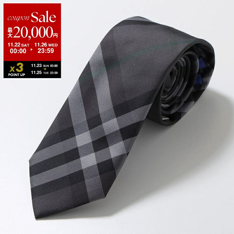 【ブラックフライデー・11/22～26限定・最大2万円OFFクーポン】BURBERRY バーバリー ネクタイ 8092950 メンズ イタリア製 シルク バーバリーチェック柄 CHARCOAL-IP-CHK【dc_kikaku】