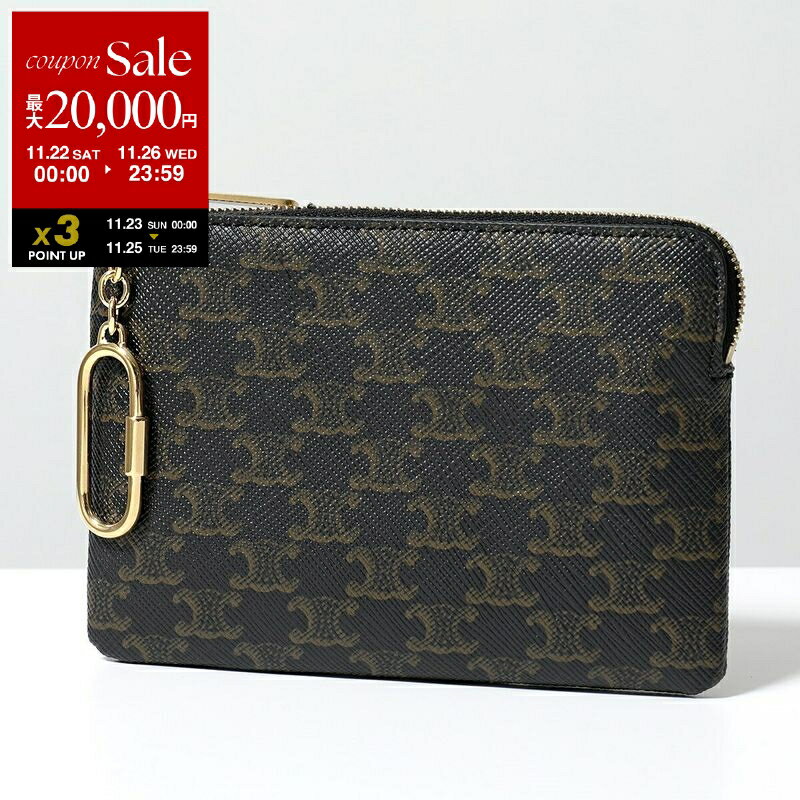 【ブラックフライデー・11/22～26限定・最大2万円OFFクーポン】CELINE セリーヌ 10C662BTA.38NO レディース トリオンフ柄 レザー キーリング付き コインケース カードケース ミニ財布 フラグメントケース Black【dc_kikaku】