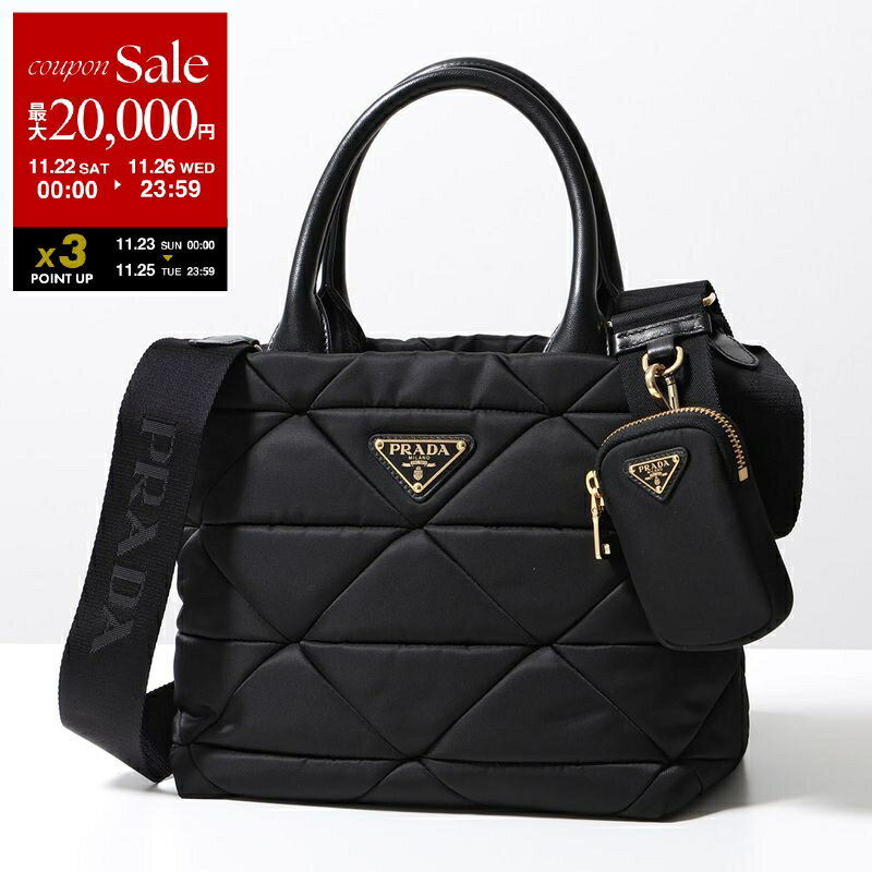 【ブラックフライデー・11/22～26限定・最大2万円OFFクーポン】PRADA プラダ トートバッグ 1BG373 RDJN レディース パデッド ナイロン キルティング 三角ロゴ ショルダーバッグ ミニポーチ付 鞄 カラー2色【dc_kikaku】のサムネイル