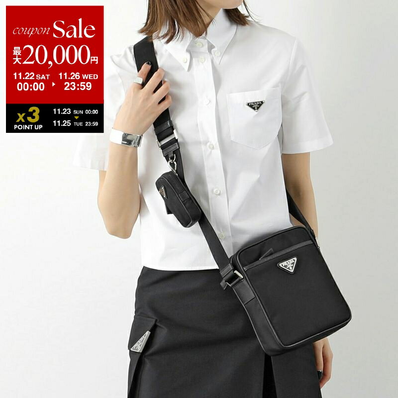 【ブラックフライデー・11/22～26限定・最大2万円OFFクーポン】PRADA プラダ ショルダーバッグ TESSUTO+SAFFIAN 2VH112 2DMH F0002 レディース ナイロン クロスボディ ミニポーチ付き トライアングルロゴメタル 鞄 NERO【dc_kikaku】のサムネイル