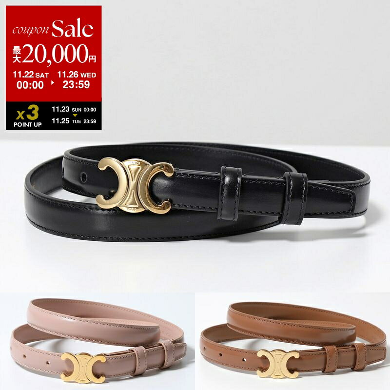 【ブラックフライデー・11/22～26限定・最大2万円OFFクーポン】CELINE セリーヌ ベルト Triompheトリオンフ 45AX63A01.38NO 45AX63A01.18BU 45AX63A01.03PH レディース スモール 18MM レザー スムースカーフスキン メタルロゴ カラー3色【dc_kikaku】のサムネイル