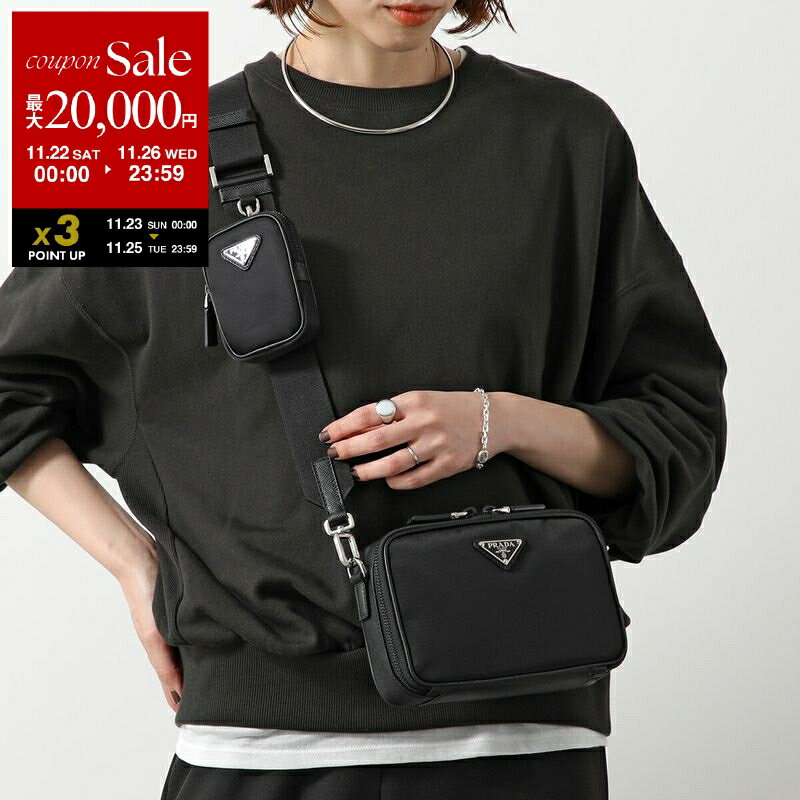 【ブラックフライデー・11/22～26限定・最大2万円OFFクーポン】PRADA プラダ ショルダーバッグ ブリック 2VH070 2DMH レディース クロスボディバッグ Re-Nylon サフィアーノレザー ロゴ 鞄 F0002/NERO【dc_kikaku】のサムネイル