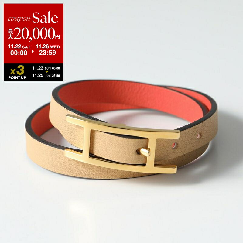 【ブラックフライデー・11/22～26限定・最大2万円OFFクーポン】HERMES エルメス ブレスレット ビーアピドゥブルトゥール BEHAPI DOUBLE TOUR 064647CC レディース レザー ダブルラップ 2連 Hメタルパーツ GD金具 カラー2色【dc_kikaku】