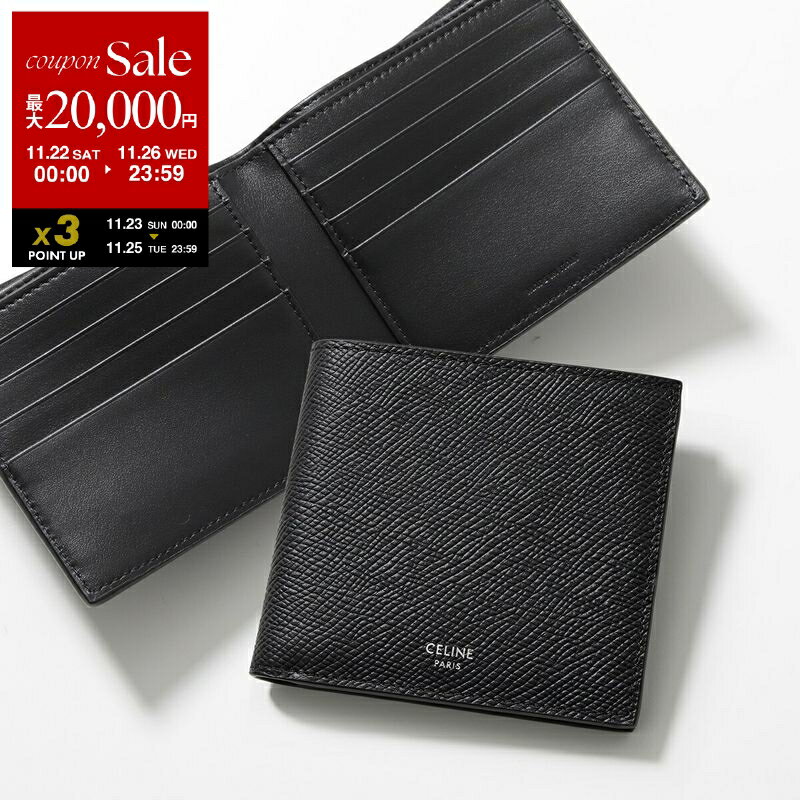 【ブラックフライデー・11/22～26限定・最大2万円OFFクーポン】CELINE セリーヌ 二つ折り財布 Bi fold バイフォールド 10B653BEN.38SI メンズ 小銭入れなし レザー ミニ財布 Black【dc_kikaku】