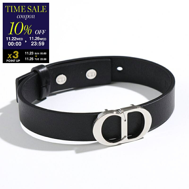 【ブラックフライデー・11/26-23:59迄10％OFFクーポン】Dior Homme ディオール オム ブレスレット B1723HOMLE メンズ ベルトブレスレット レザー×ブラス CDロゴ メタルロゴ アクセサリー 004/palla-black【cp_ten】