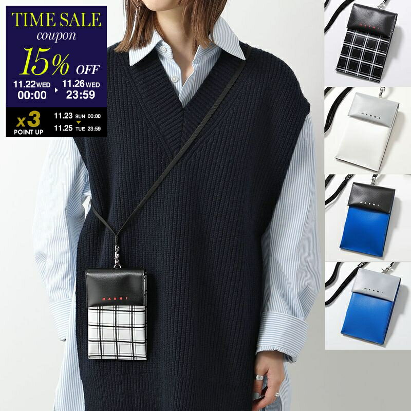 【ブラックフライデー・11/26-23:59迄15％OFFクーポン】MARNI マルニ フォンケース TRIBECA トライベッカ TEMI0004A6 P6052 TEMI0004A4 P3572 P5769 レディース ネックポーチ ショルダーバッグ クロスボディ 携帯ケース 鞄 カラー11色【cp_fifte】のサムネイル