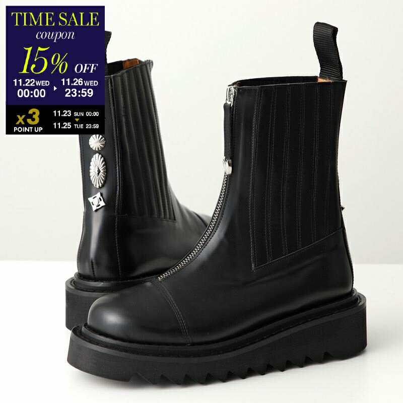 【ブラックフライデー・11/26-23:59迄15％OFFクーポン】TOGA PULLA トーガ プルラ ショートブーツ AJ1207 レディース レザー ジップ メタルパーツ サイドゴアブーツ シューズ 靴 BLACK【cp_fifte】