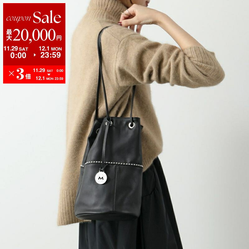 【最大2万円OFFクーポン対象・11/29～12/1限定】MARCO MASI マルコマージ ハンドバッグ 3013 VIT-BALL VITELLO BALL ヴィテッロ ボール レディース ショルダーバッグ レザー スタッズ装飾 巾着 鞄 NERO
