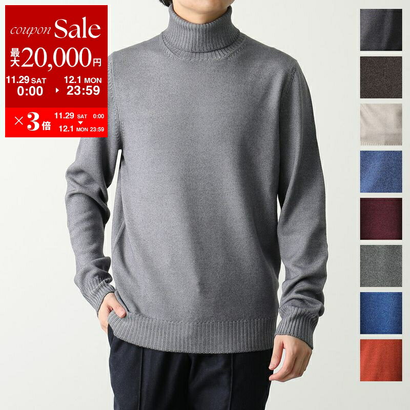 【最大2万円OFFクーポン対象・11/29～12/1限定】GRAN SASSO グランサッソ ニット 23197 31712 メンズ タートルネック 長袖 ミドルゲージ 8ゲージ メリノウール 製品染め 無地 カラー14色
