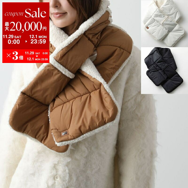 【最大2万円OFFクーポン対象・11/29～12/1限定】UGG アグ マフラー AW UGGfluff Rev Scarf フラッフ レヴ スカーフ 101015 レディース リバーシブル ストール ナイロン 中綿入り ボア ムートン カラー3色