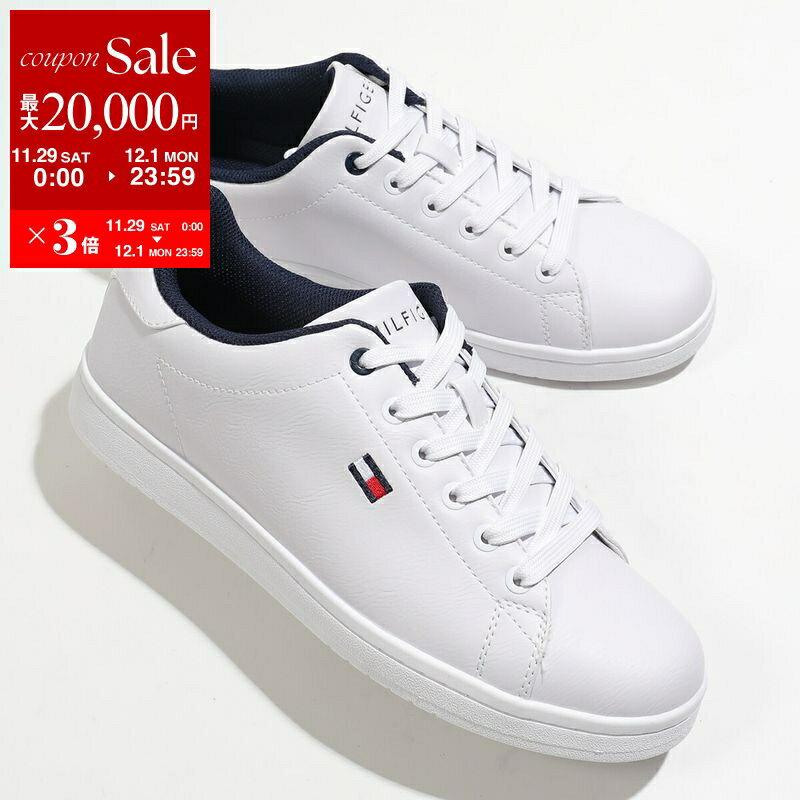 【最大2万円OFFクーポン対象・11/29～12/1限定】TOMMY HILFIGER トミー ヒルフィガー スニーカー LENDAR メンズ ローカット フェイクレザー ロゴ シューズ 靴 WHITE