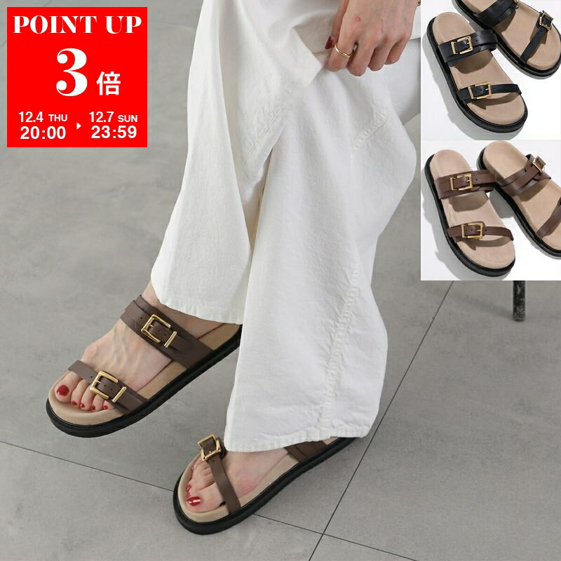 CAMINANDO カミナンド サンダル DOUBLE BUCKLE SANDALS 2516W レディース スウェード ダブルバックル フラット シューズ 靴 カラー2色