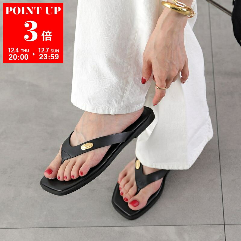 CAMINANDO カミナンド トングサンダル THONG FLAT SANDALS 2521W レディース フラット スクエアトゥ レザー シューズ 靴 BLACK