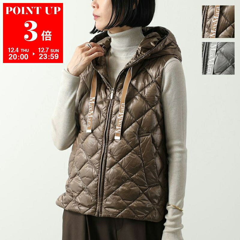 楽天インポートセレクトmuseeMax Mara The Cube マックスマーラ ザ・キューブ ダウンベスト SPACEGI スペース レディース テクニカル キャンバス ジレ キューブバッグ付き フード付き 撥水 カラー2色
