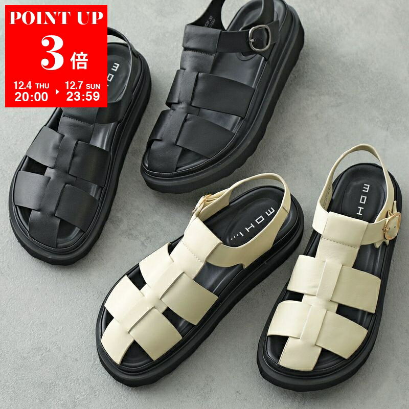 MOHI モヒ グルカサンダル 1902429 SETA レディース レザー プラットフォーム 厚底 ストラップ 編み込み シューズ 靴 カラー2色