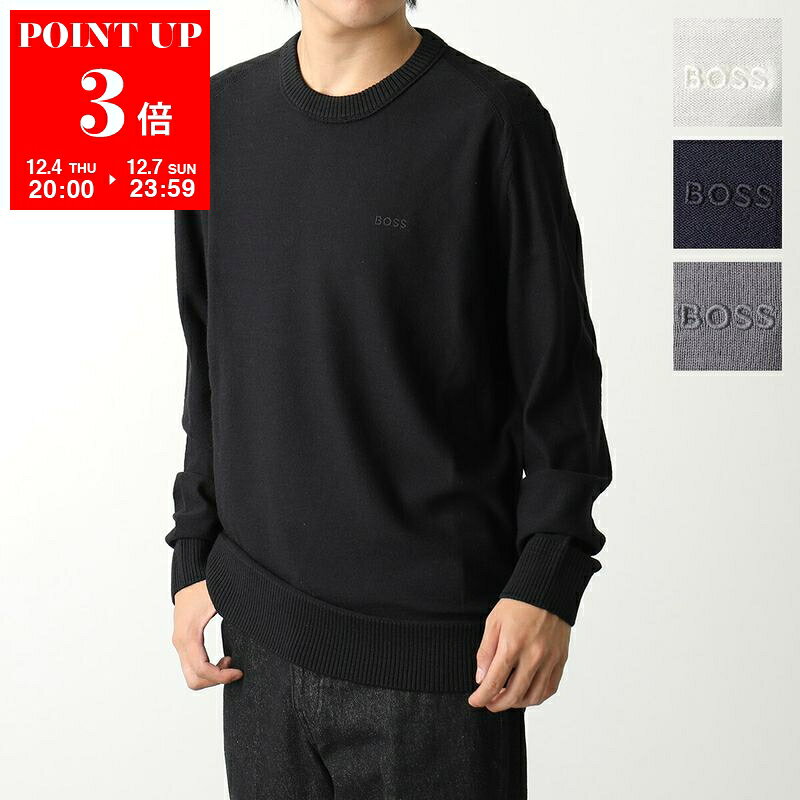 HUGO BOSS ヒューゴボス セーター 50501762 メンズ ニット クルーネック 長袖 ロゴ刺繍 ウールブレンド カラー4色
