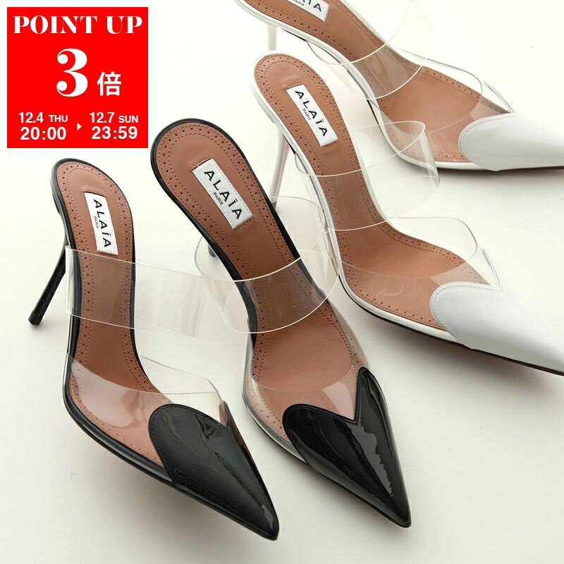 ALAIA アライア ミュール MULES 90 AA3M053CK150 レディース ポインテッドトゥ レザー ハート パンプス サンダル 靴 カラー2色