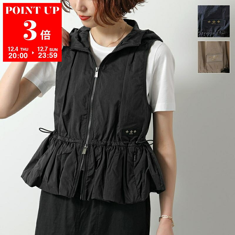 TATRAS タトラス ベスト NITRA ニトラ LTAT25S4945-L レディース ジレ ナイロン ノースリーブ フード付き ショート丈 フリル 撥水 カラー3色