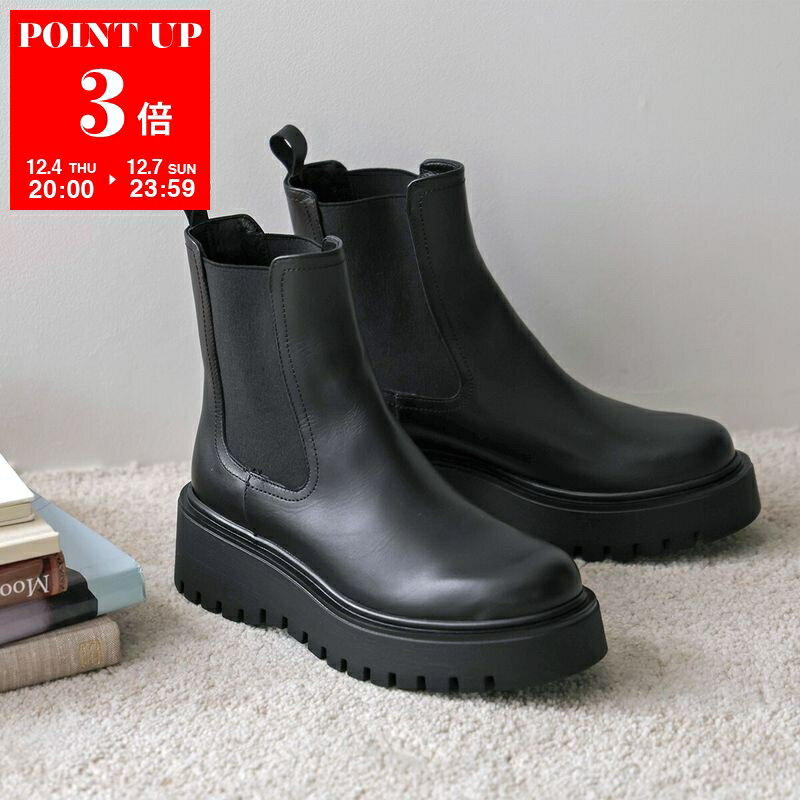 CORSO ROMA 9 コルソローマ ノーヴェ ショートブーツ 4405-10 レディース サイドゴアブーツ レザー 厚底 シューズ 靴 BLACK