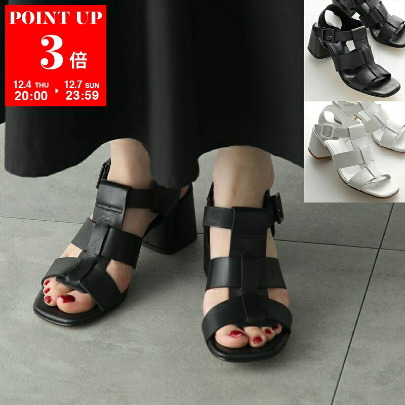 LUCA GROSSI ルカグロッシ グルカサンダル K340S レディース レザー チャンキーヒール スクエアトゥ ストラップ シューズ 靴 カラー2色