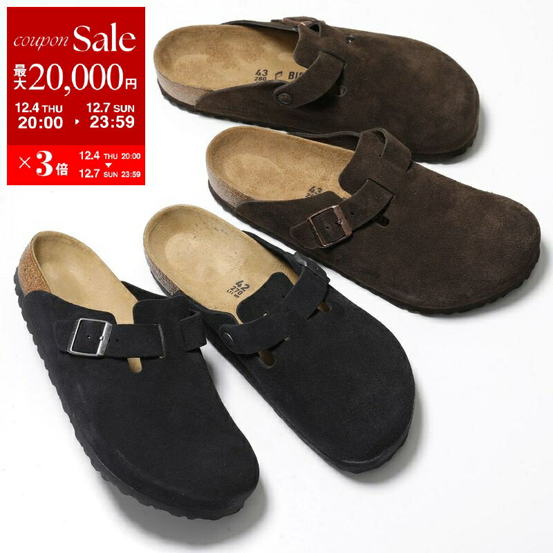【最大2万円OFFクーポン対象・12/4-20時～】BIRKENSTOCK ビルケンシュトック サンダル Boston BS ボストン 1027142 0060901 メンズ レギュラー幅 スウェード ベロア レザー フラット シューズ 靴 カラー2色【dc_kikaku】