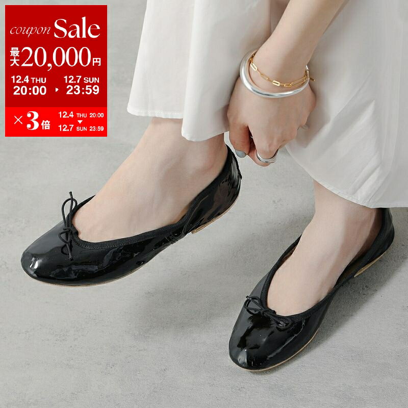 PORSELLI ポルセリ バレエシューズ BALLERINE 95 PATENT レディース フラット パンプス リボン ラウン..