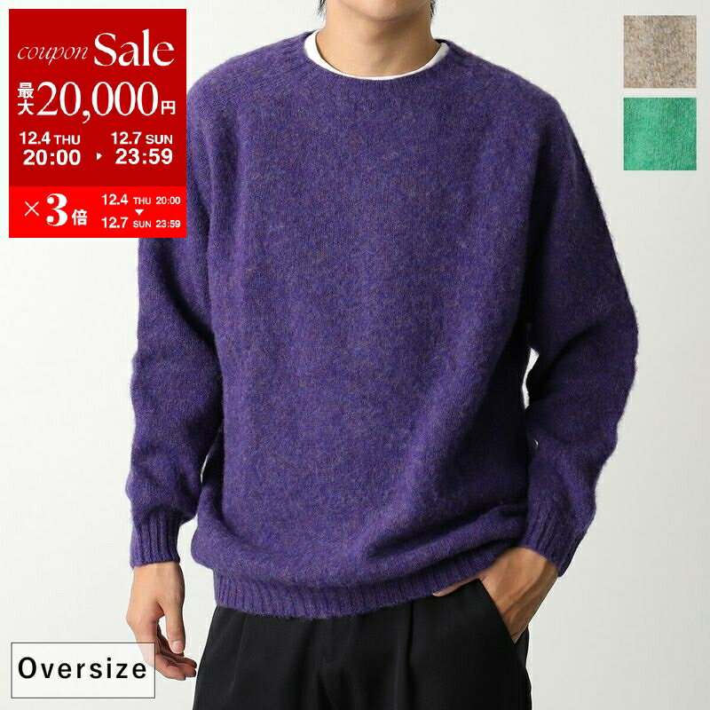 Harley of Scotland ハーレーオブスコットランド ニットセーター Jumbo Size Crew Neck Sweater M4113/7 メンズ シャギー ウール クルーネック カラー11色【dc_kikaku】