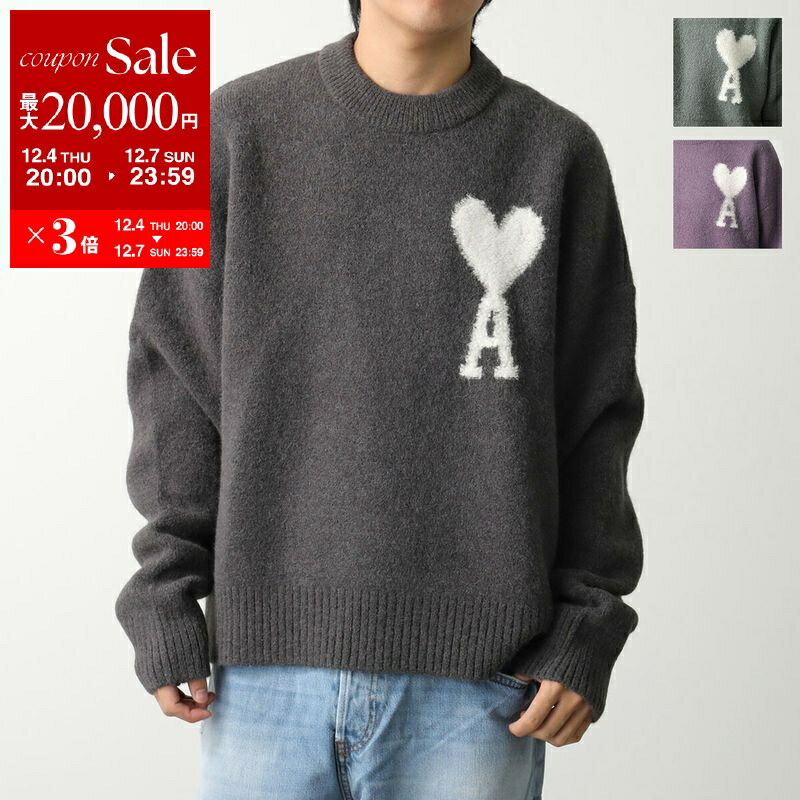 ami paris アミパリス セーター OFF WHITE ADC SWEATER UKS025.KN0032 メンズ 長袖 ニット クルーネック ハートロゴ アルパカブレンド カラー3色【dc_kikaku】