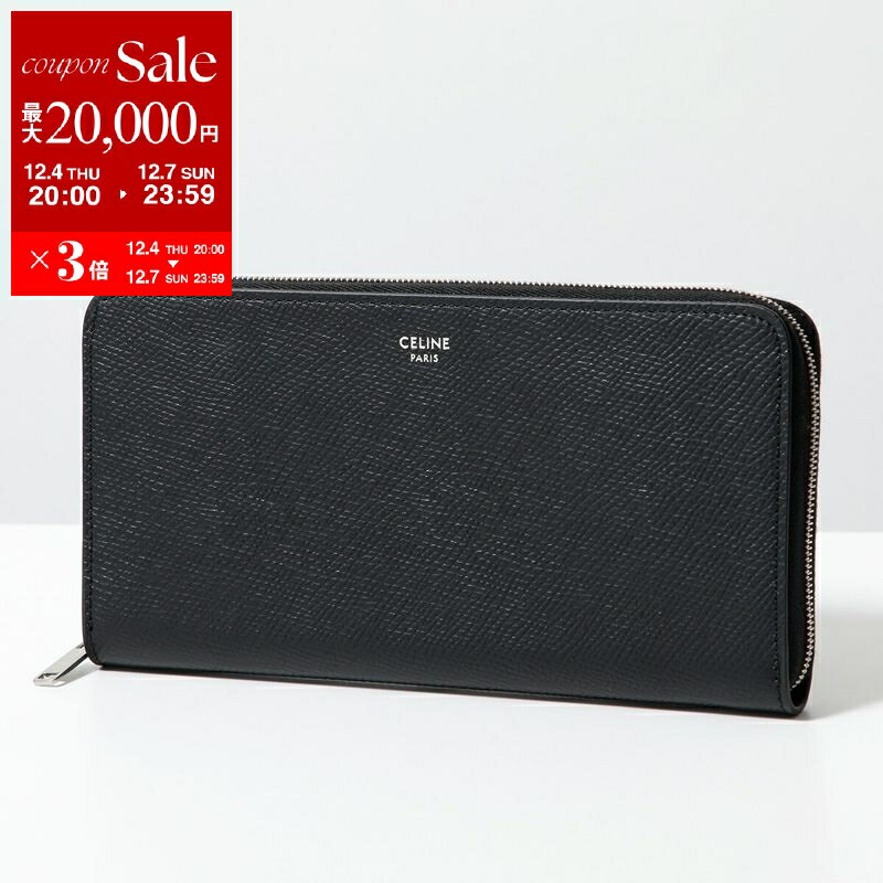 セリーヌ 財布（レディース） 【最大2万円OFFクーポン対象・12/4-20時～】CELINE セリーヌ ラウンドファスナー長財布 Large Zipped Wallet 10B553BEL.38SI メンズ レザー 箔押しロゴ Black【dc_kikaku】