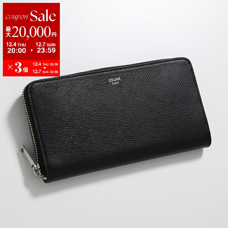 楽天インポートセレクトmusee【最大2万円OFFクーポン対象・12/4-20時～】CELINE セリーヌ ラウンドファスナー長財布 Large Zipped Wallet 10B553BEL.38SI レディース レザー 箔押しロゴ Black【dc_kikaku】