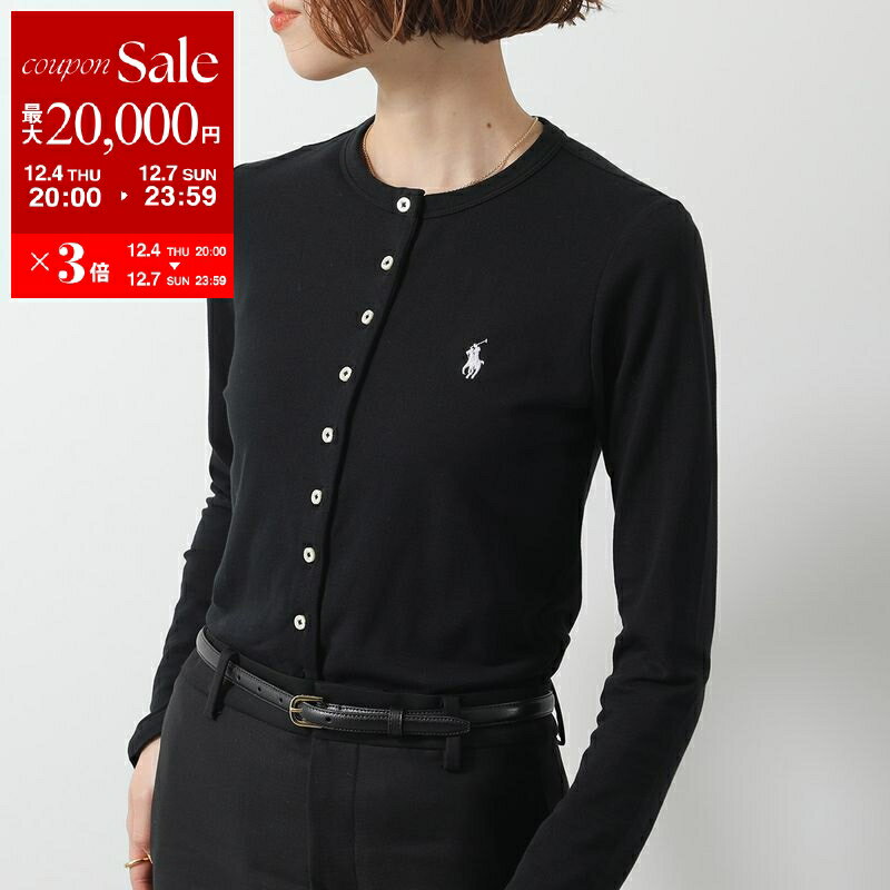 【最大2万円OFFクーポン対象・12/4-20時～】Polo Ralph Lauren ポロラルフローレン カーディガン 211941175 レディース コットン ショートスリーブ ポニー刺繍 002 BLACK【dc_kikaku】