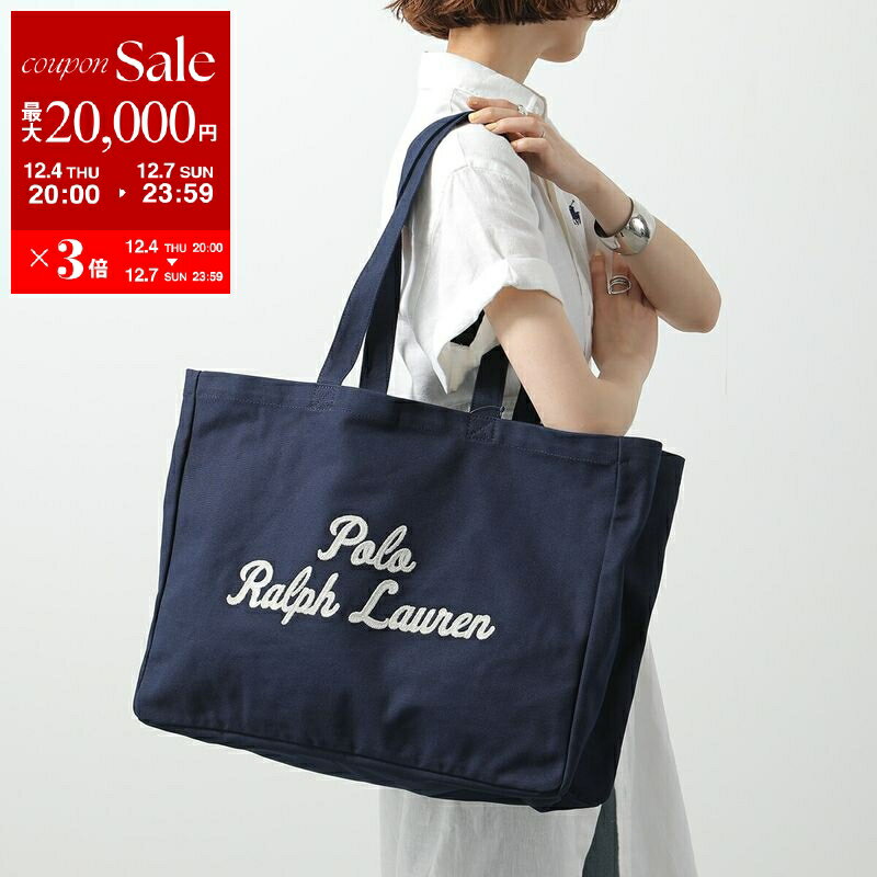 【最大2万円OFFクーポン対象・12/4-20時～】Polo Ralph Lauren ポロラルフローレン トートバッグ 405945884 レディース エンブロイダリー キャンバス トート ロゴ刺繍 鞄 001 NAVY【dc_kikaku】