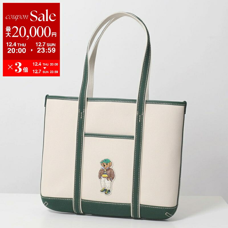 【最大2万円OFFクーポン対象・12/4-20時～】Polo Ralph Lauren ポロラルフローレン トートバッグ 428973078 レディース コットン キャンバス ベア刺繍パッチ ポニー刺繍 鞄 001/ECRU-NRTHW【dc_kikaku】