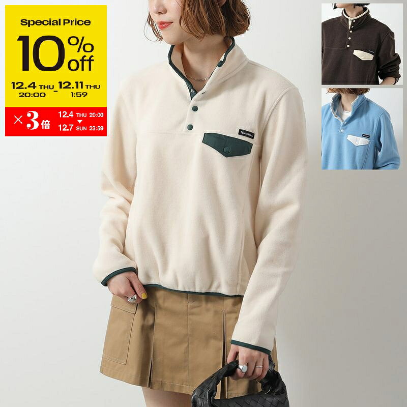 【スーパーSALE10％OFF・12/4-20時〜】SPORTY＆RICH スポーティアンドリッチ フリース プルオーバー QZAW23 レディース 長袖 ハイネック 胸ポケット ロゴ カラー3色【ss_ten】